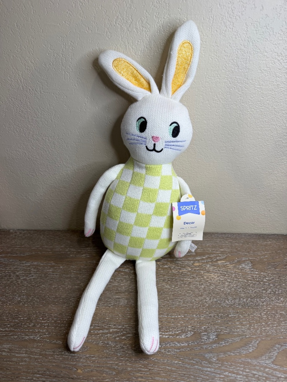 New Easter Knit Bunny White and Green - Spritz